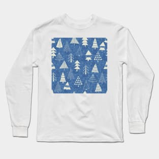 Christmas trees on blue Long Sleeve T-Shirt